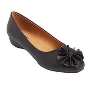 COMFORTVIEW Woman's Rhea Black Ballet Flat Slide On Shoe 9M